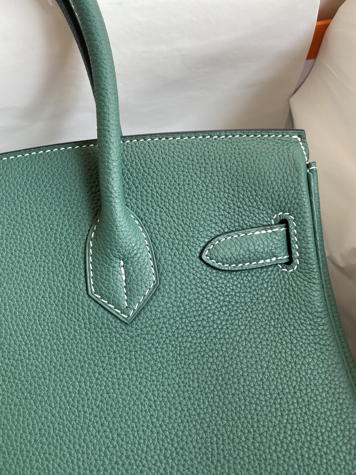 Hermes Birkin 30CM Togo Leather Handbag Malachite